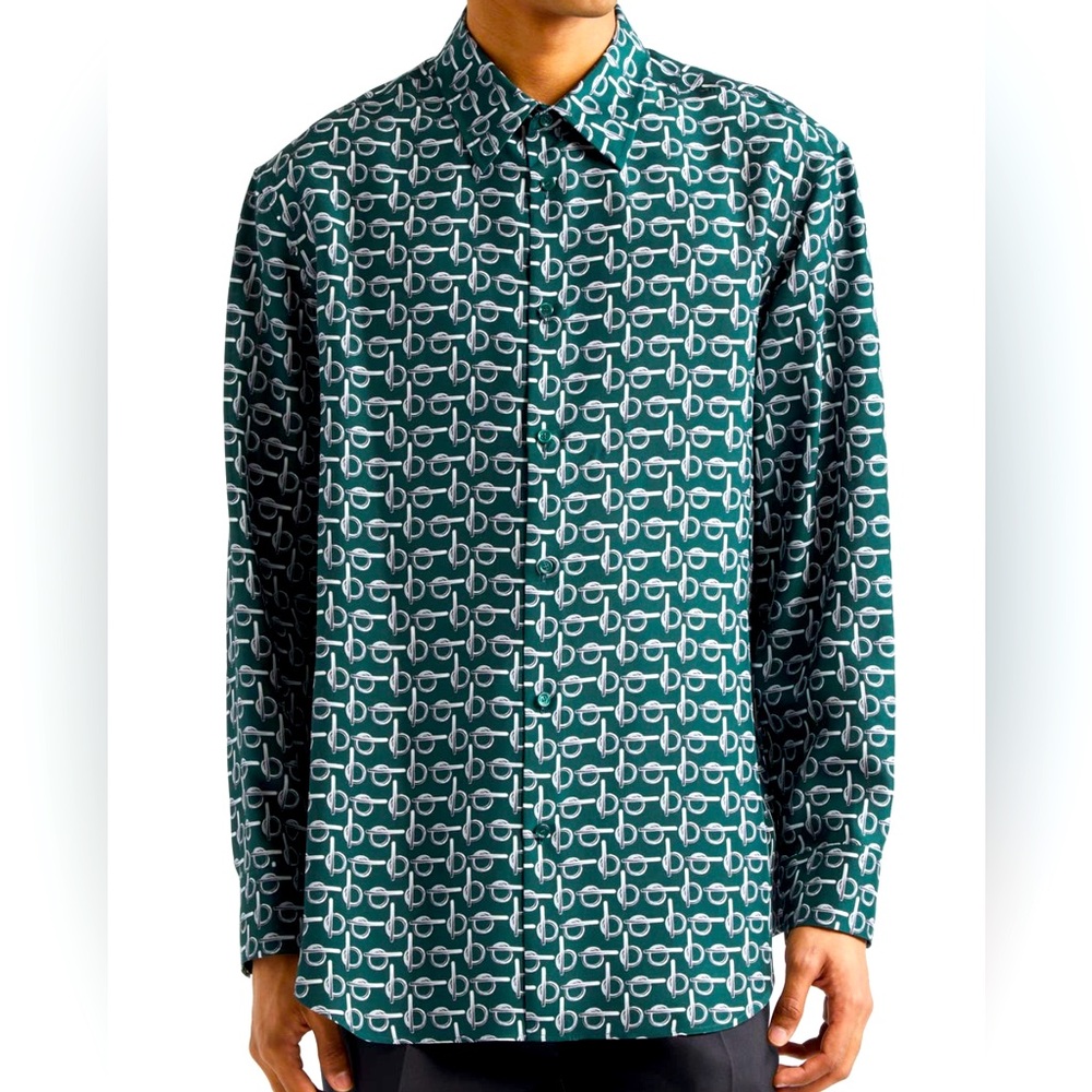 NWTS Burberry “B” Silk Button-up Shirt